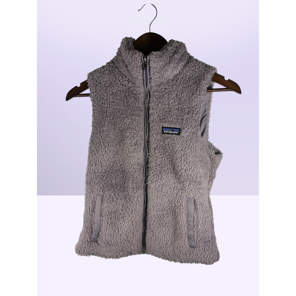 Patagonia‎ Los Gatos Fleece Vest Grey Full Zip High Pile Fuzzy Womens Small S
